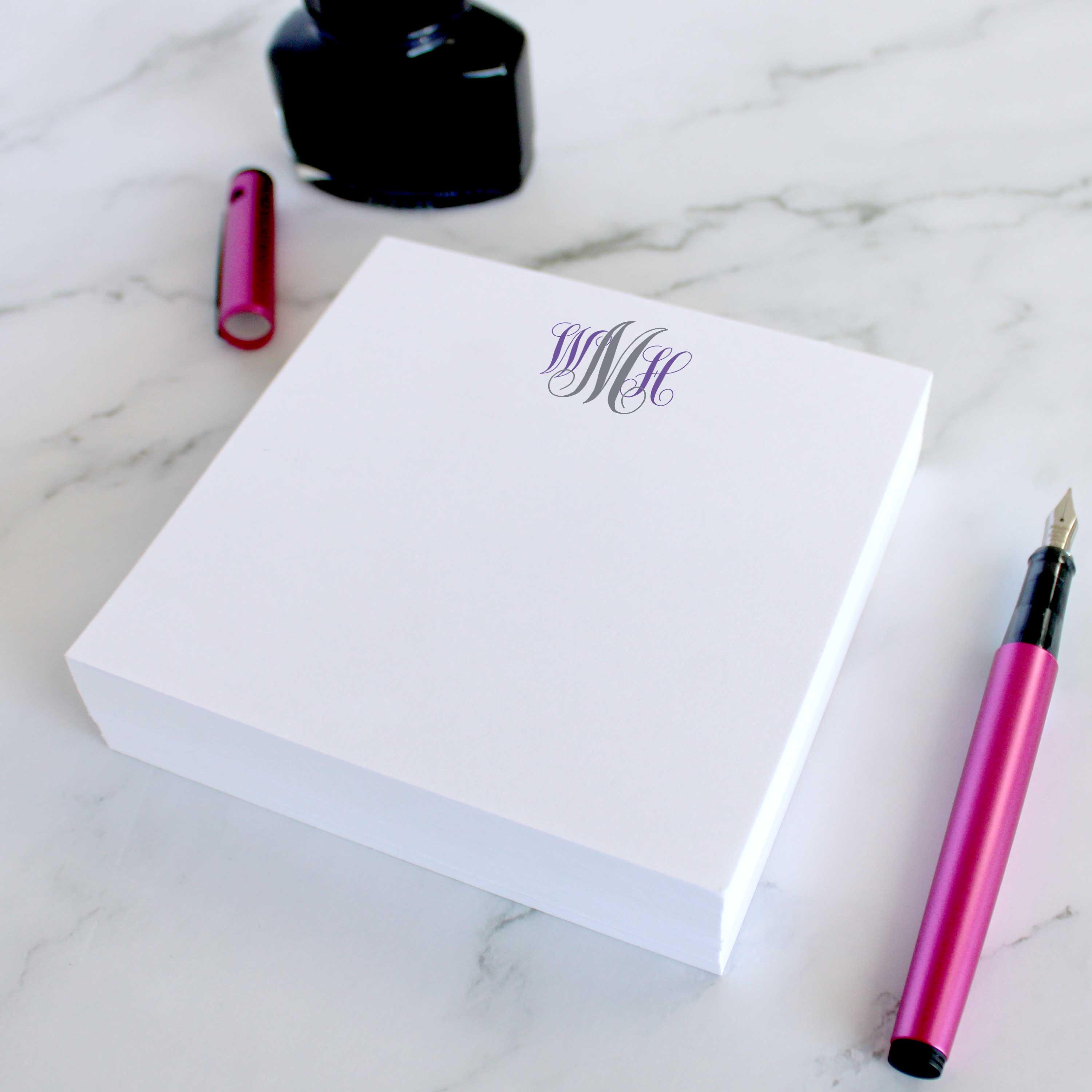 Personalized Square Notepad for Women – Gifts for Her, Elegant Monogram Stationary | TRADITIONAL SCRIPT