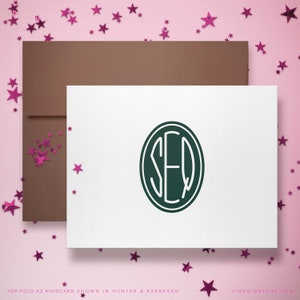 Personalized Stationary Sets of Monogrammed Notecards & Envelopes CIRCLE MONOGRAM image 6