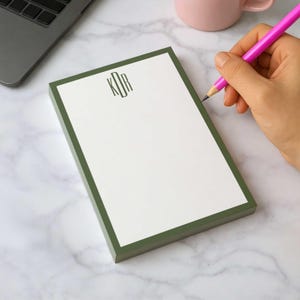 Personalized monogrammed notepad with clean typography, created as a thoughtful gift for her that feels personal and useful.