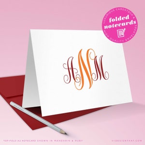Personalized Stationary Set of Monogram Notecards Monogrammed Wedding Stationery Custom Thank You Note Cards TRADITIONAL SCRIPT zdjęcie 2
