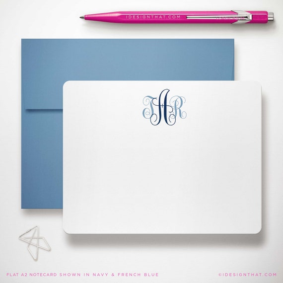 Personalized Stationary Set of Monogrammed Notecards Wedding Thank You Note  Card Stationery TRADITIONAL SCRIPT 