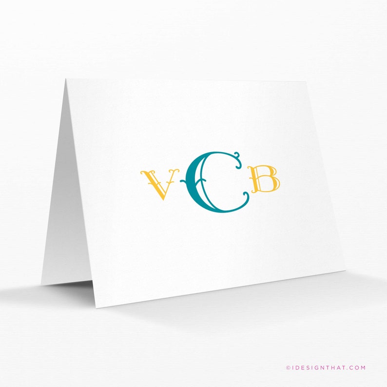 MONTEREY MONOGRAM Monogrammed Thank You Note Cards Custom Stationery with Envelopes Personalized Stationary Set of Folded Notecards