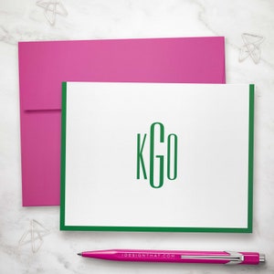 Cartes de correspondance pliées à monogramme : cadeau personnalisé pour elle ou ensemble de papeterie de remerciement personnalisé pour femme | FIN MONOGRAMME