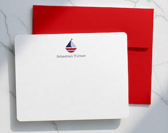 Boys Stationary Set - Custom Notecards, Nautical Thank You Cards | SUMMER SAILING