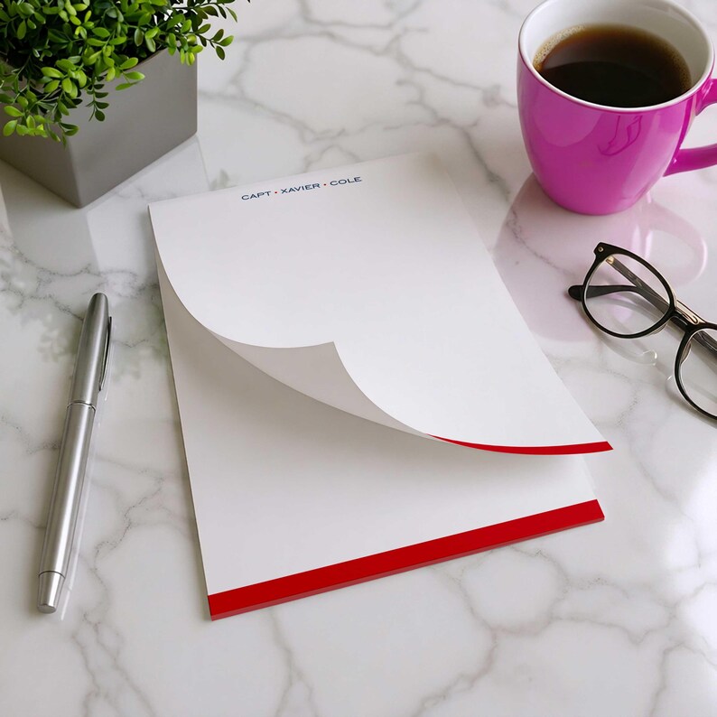 Two name stationery on a personalized notepad for partners who share a home, office, business, or everyday planning space.