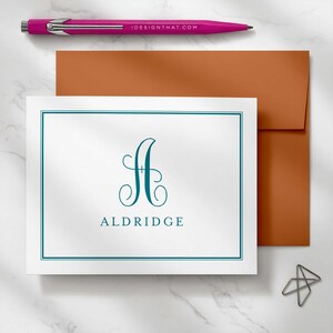 Personalized Stationary Gift Set, Folded Monogrammed Notecards for Him | FAMILY MONOGRAM