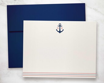 Monogrammed Initial Notecards: Personalized Nautical Stationary Set | ANCHOR MONOGRAM