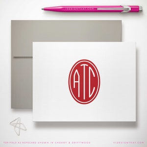 Personalized Stationary Sets of Monogrammed Notecards & Envelopes CIRCLE MONOGRAM image 1