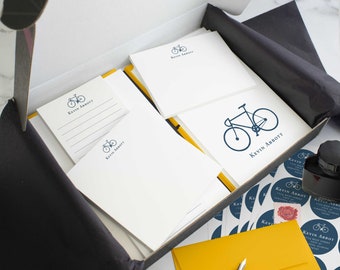 Personalized Bike Stationary Sets, Letter Writing Kits For Men Or Women | BICYCLE RIDE