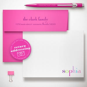Return address envelope example for personalized rainbow notecards with custom name and address printing