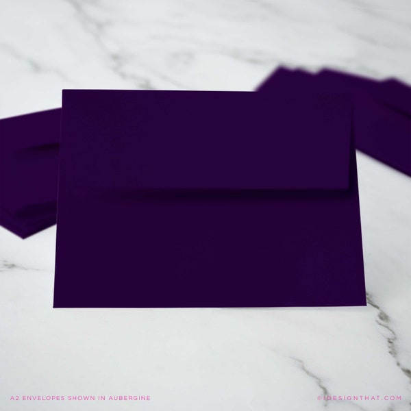 Dark Purple A2 Envelopes for Stationary & Notecards, Blank RSVP Reply or Announcement Envelope | AUBERGINE 4 3/8" x 5 3/4"