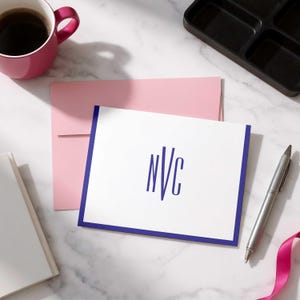 Blank inside cards with a personalized three-initial monogram and room for short notes or longer handwritten messages.