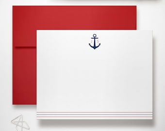 Monogrammed Stationary Set, Custom Flat Nautical Notecards & Envelopes | ANCHOR MONOGRAM