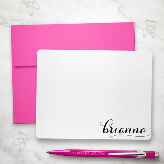 Personalized Flat Notecard Set - Modern Stationary with Colorful Envelopes | HOLLA SWASH