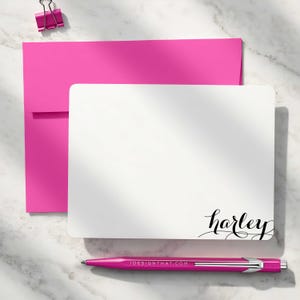 Flat notecards with bold black lettering and bright envelopes, perfect for personalized thank you notes