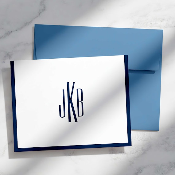 Personalized Stationary Set - Monogrammed Thank You Cards, Custom Notecards | SLIM MONOGRAM