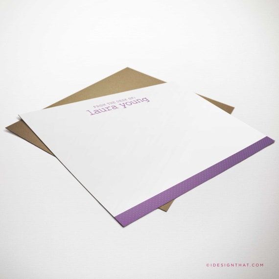 Personalized Stationery Set Of Flat Notecards From The Desk Etsy