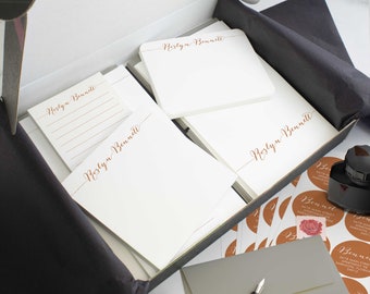 Personalized Stationary Gift Sets for Women, Boxed Letter Writing Kits of Custom Note Cards & Pads | SIMPLE CALLIGRAPHY