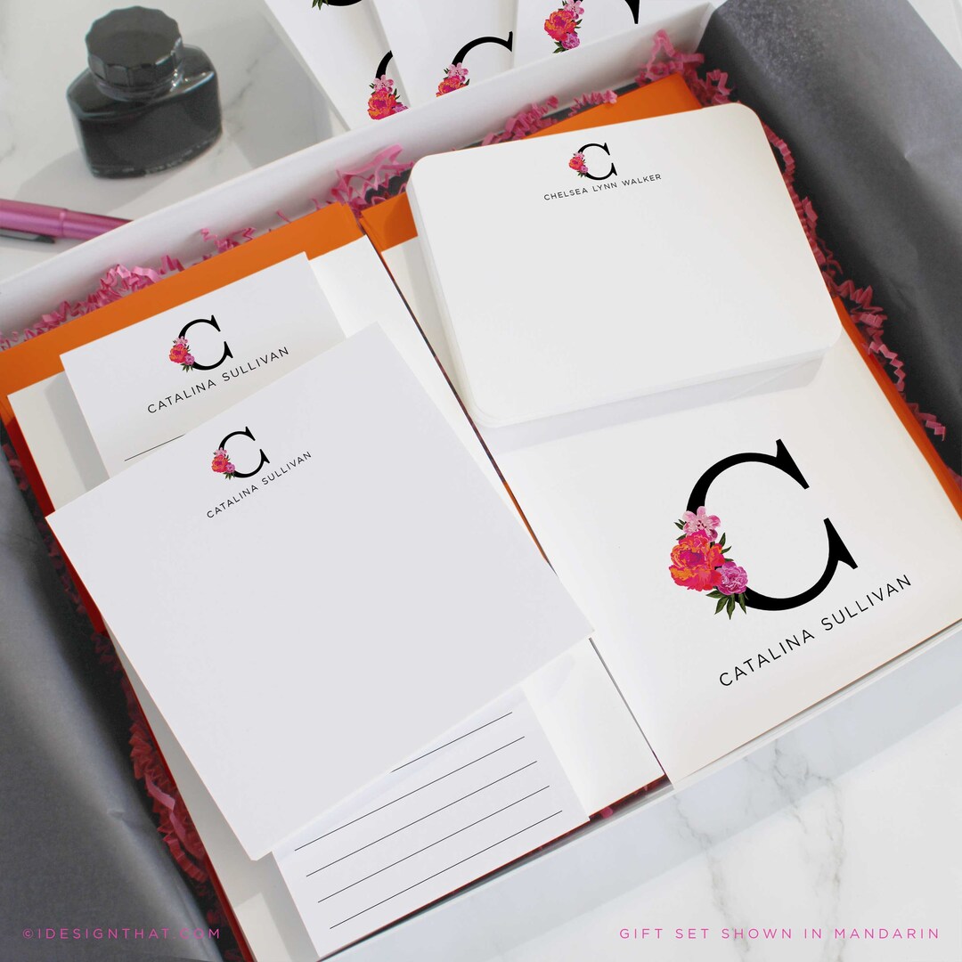 Personalized Stationary Gift Box Sets Monogram Letter Writing Etsy