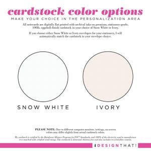Cardstock color chart for personalized bicycle notecards showing available paper color options for custom note cards and flat notecard sets.