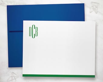 Personalized Monogrammed Flat Notecards – Custom Stationary Set with Envelopes | SLIM MONOGRAM