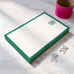 Personalized notepad with monogram initials, a useful gift for her desk, work notes, grocery lists, and daily planning.