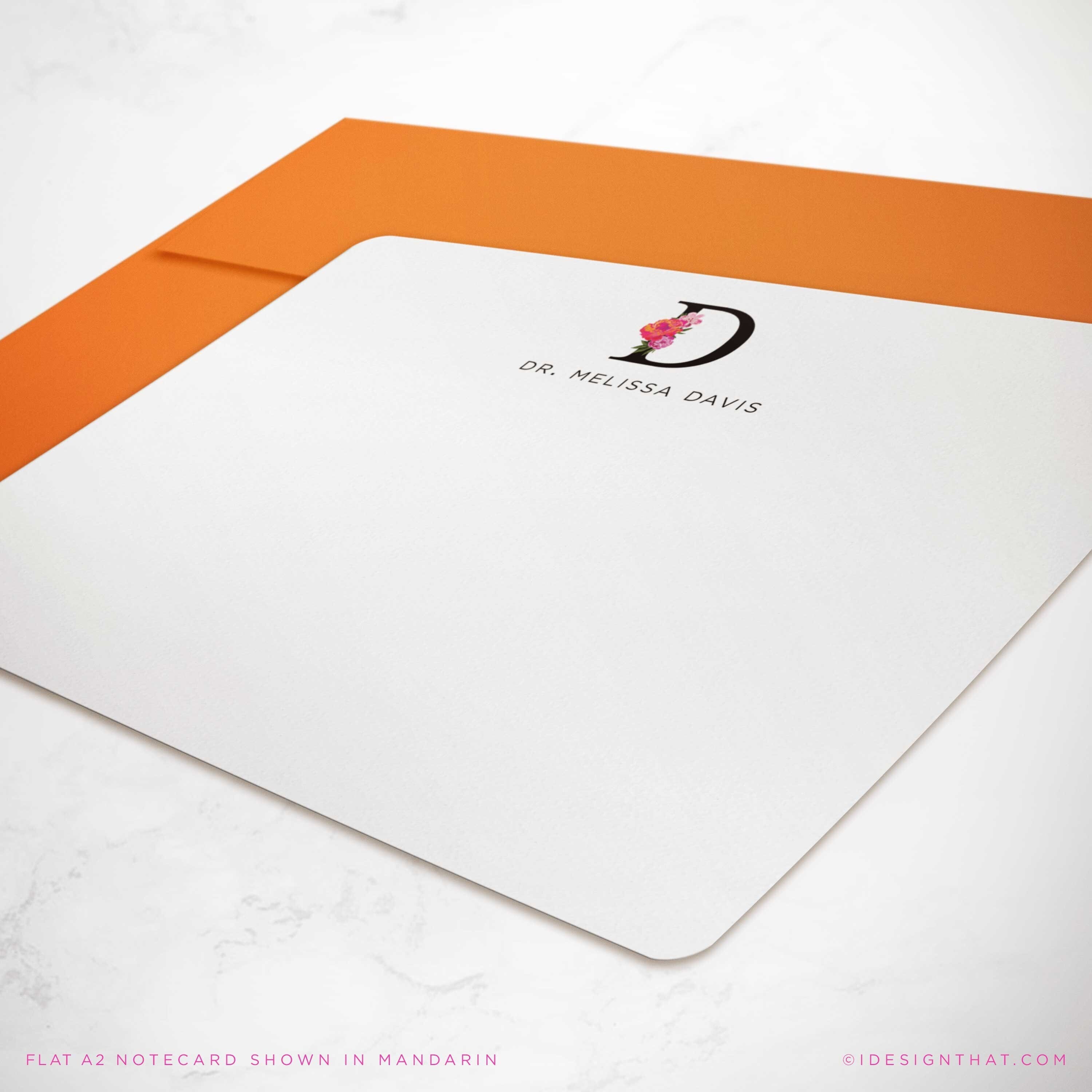 monogrammed flat note cards