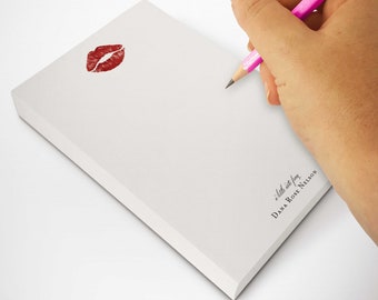 Liefdesbrief stationair, aangepaste takenlijst notitieblokken, gepersonaliseerde notitie schrijfpapier papierblok, lippenmemo of kladblokken | ROMANTISCHE KUS