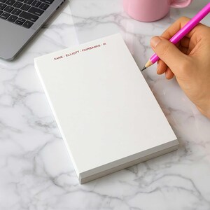 Gift for friend featuring a personalized Modern Border notepad for lists, work notes, household reminders, and everyday writing.