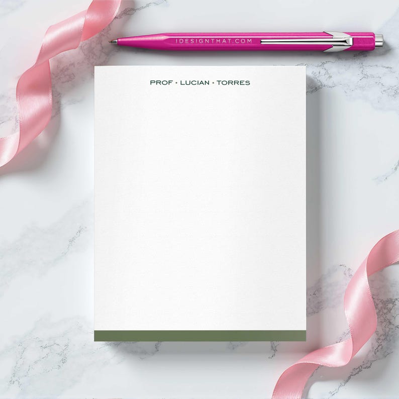 Personalized desk notepad gift with thick 80 lb paper, top-glued sheets, and a sturdy white cardstock backer for everyday use.