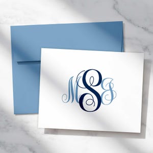 Personalized Stationary – Monogram Folded Notecards, Custom Thank You Note Cards | TRADITIONAL SCRIPT