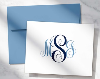 Personalized Stationary – Monogram Folded Notecards, Custom Thank You Note Cards | TRADITIONAL SCRIPT