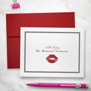 Papeterie personnalisée pour elle - Cartes de correspondance personnalisées amour avec impression baiser romantique | BAISER ROMANTIQUE