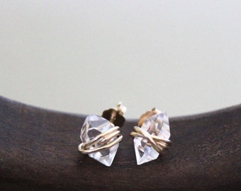 Black Friday Cyber Monday - Herkimer Diamond Studs, Raw Quartz Studs, Herkimer Diamond, Herkimer Earrings, Diamond earrings, Earrings