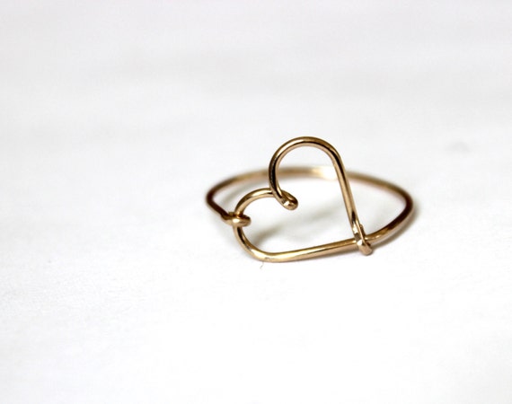 14K Gold Fill Heart Ring | Etsy