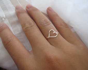 ◆STONEHENgE◆ Luvit Silver Heart Ring K1801 Belted Heart Ring in Silver | en route jewelry