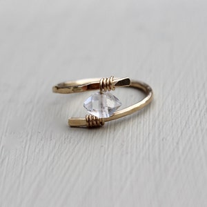 Herkimer Diamond Ring, Gold Ring, Gold Rings, Herkimer diamond rings, Raw diamond ring, Crystal ring