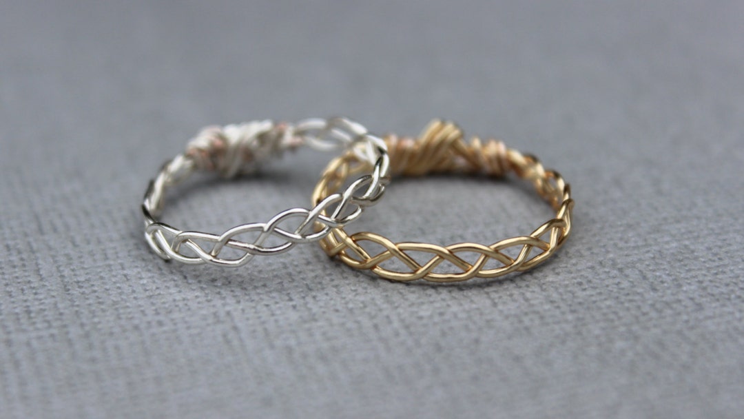 Hand Braided Stacking Ring, Gold or Silver Wire - Etsy