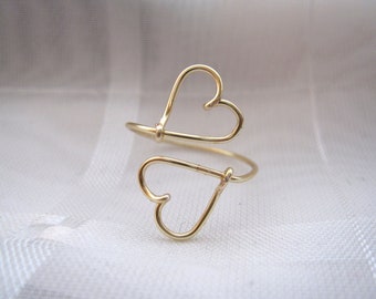 14K Gold Heart to Heart Ring