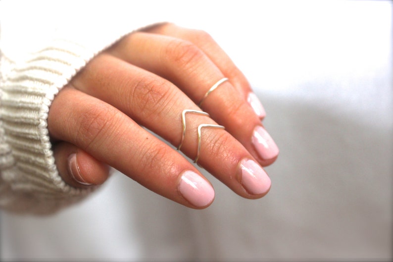 Knuckle Ring, Midi Ring, Stacking Ring ensemble de 3 image 4