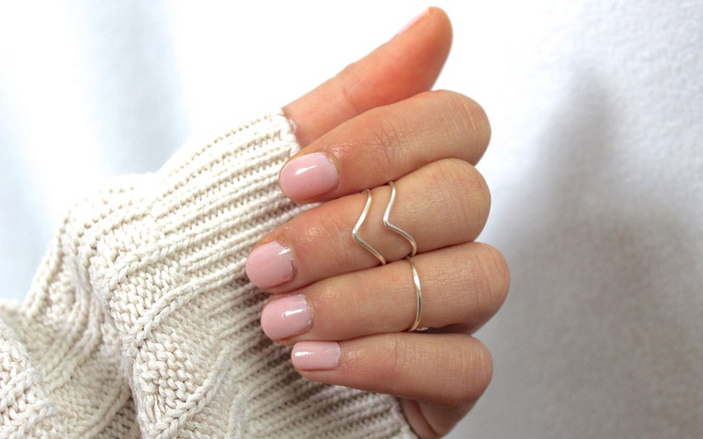 Knuckle Ring, Midi Ring, Stacking Ring ensemble de 3 image 5