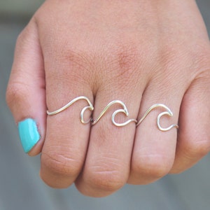 Silver Wave Ring Set of 3