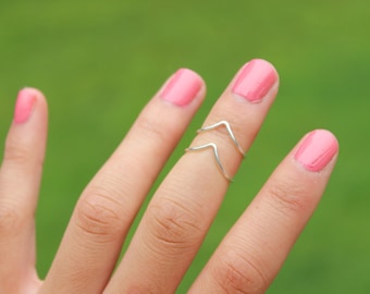 Silver Chevron Knuckle Rings - Non Tarnish Stacking Rings Set