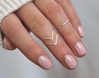 Knuckle Ring, Midi Ring, Stacking Ring ensemble de 3