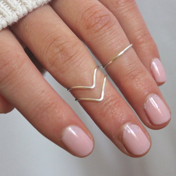 Knuckle Ring, Midi Ring, Stacking Ring set of 3