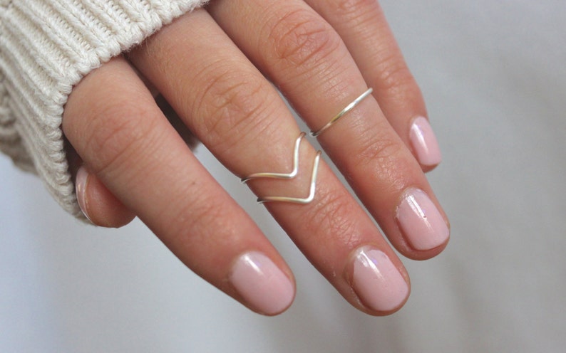 Knuckle Ring, Midi Ring, Stacking Ring ensemble de 3 image 1