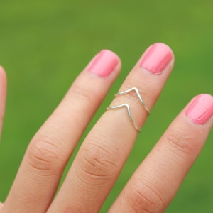 Silver Chevron Knuckle Rings Set of 2
