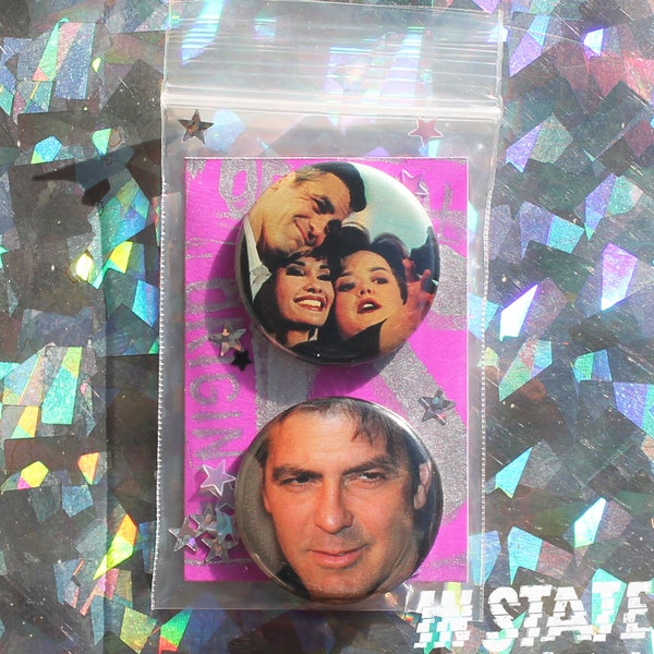 Vintage George Clooney, Rosie O'Donnell, and Susan Lucci Button Set