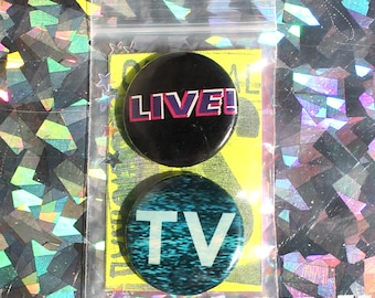 vintage " Live TV " Jeu de boutons