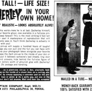 Halloween Decoration..Vintage 6 Foot  ZACHERLEY  Poster... Sold by the Captain Company of... Famous Monsters of Filmland 1960